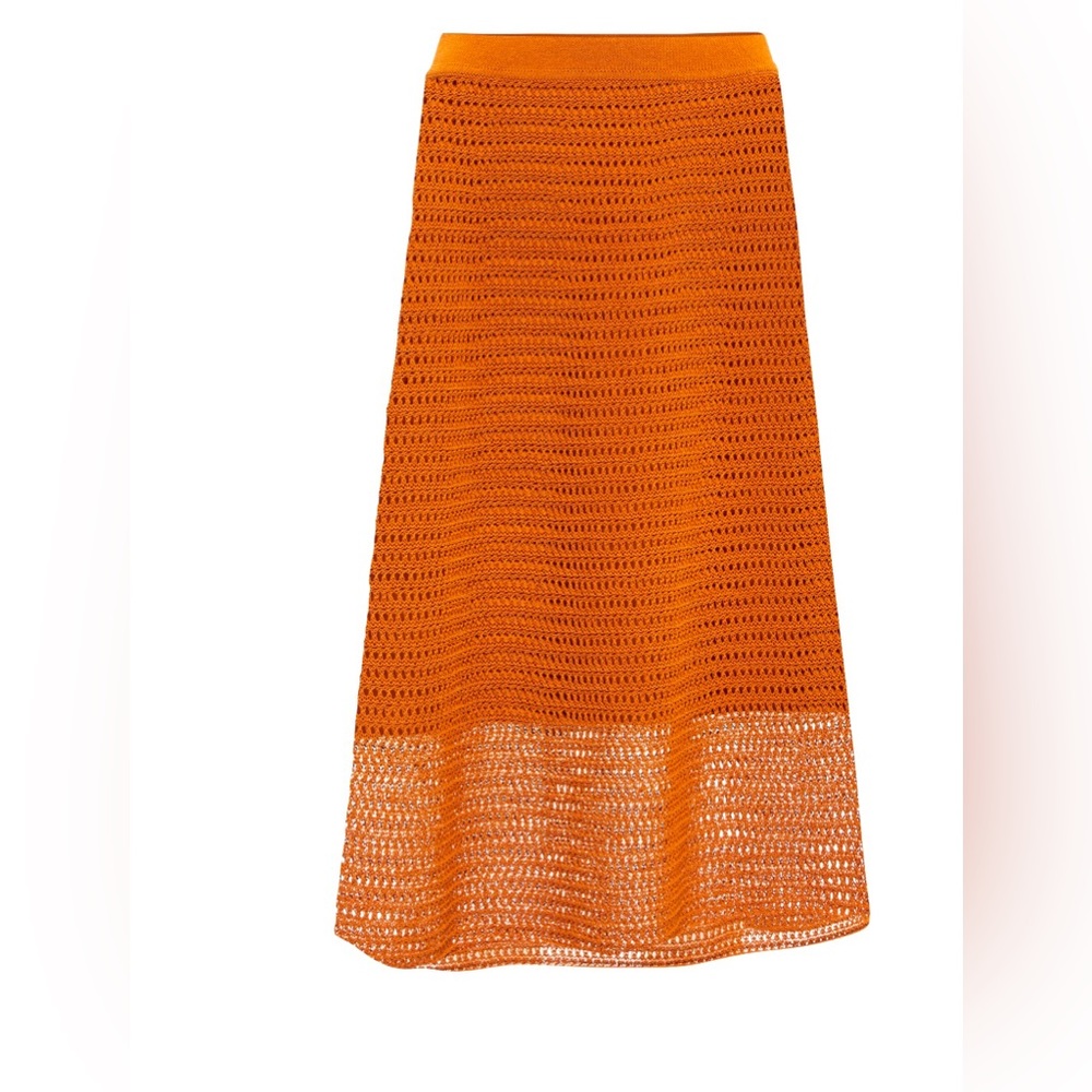Vince Crochet Knit Midi Skirt - Burnt Orange